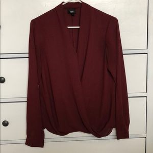 Cranberry Mossimo Faux Wrap Top Size Small